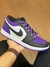 JORDAN DUNK LOW BRANCA COM PRETO E ROXO na internet