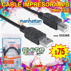 CABLE IMPRESORA A/B 1.8metros MANHATTAN 333368