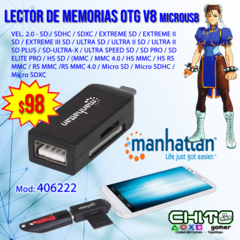 LECTOR DE MEMORIAS OTG V8 MicroUSB MANHATTAN 406222