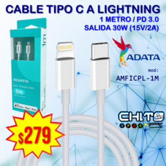 CABLE TIPO C a LIGHTNING 30w ADATA AMFICPL-1M