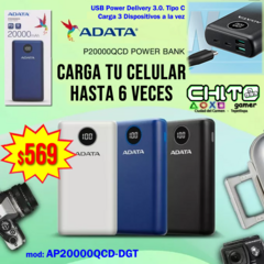 POWER BANK 20000mAh HASTA 6 CARGAS ADATA AP20000QCD-DGT - comprar en línea
