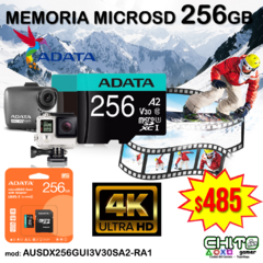 MICROSD + ADAPTADOR SD UHS-I U3 V30s A2 ADATA AUSDX256GUI3V30SA2-RA1 - comprar en línea