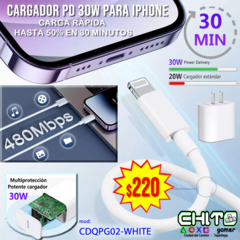 CARGADOR PD 30w PARA IPHONE CDQPG02-WHITE