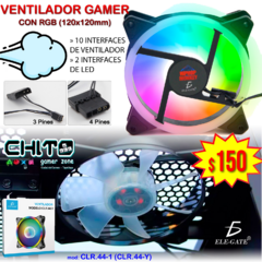 VENTILADOR PARA GABINETE RGB ELE-GATE CLR.44-1 (CLR.44-Y)