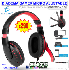 DIADEMA GAMER MICRO AJUSTABLE ELE-GATE DM-788 (DM788)
