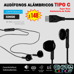 AUDIFONOS ALÁMBRICOS Tipo C VORAGO EP-306