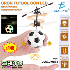 DRON FUTBOL CON LUZ LED ELE-GATE JUG.JM888