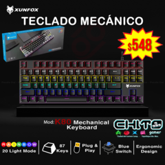 TECLADO MECÁNICO RGB SWITCH AZUL XUNFOX K80