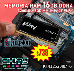 RAM PARA LAPTOP 16GB 3200Mhz KINGSTON KF432S20IB/16 - comprar en línea