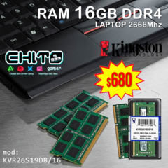 RAM LAPTOP DDR4 16GB 2666Mhz KINGSTON KVR26S19D8/16