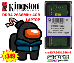 MEMORIA RAM LAPTOP DDR4 2666MHz 4GB. KVR26S19S6/4