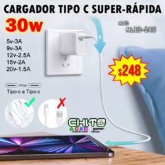 CARGADOR TIPO C CARGA SUPER-RAPIDA 30w SHENZHEN SHENGSHENG ML13-246