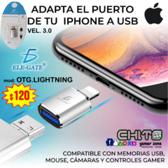ADAPTADOR OTG PARA IPHONE/IPAD ELE-GATE OTG.LIGHTNING
