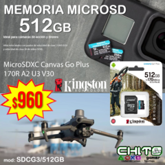 MICROSD + ADAPTADOR SD CANVAS Go PLUS A2 U3 V30 KINGSTON SDCG3/512GB - comprar en línea