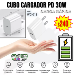CUBO CARGADOR PD TIPO C 30w WILDHD WC-013