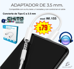 ADAPTADOR CONVERTIDOR DE TIPO C A JACK 3.5MM ELE-GATE WI.155