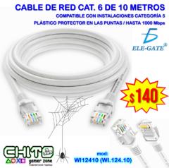 CABLE DE RED 10 METROS CAT. 6 ELE-GATE WI12410 (WI.124.10)