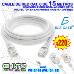 CABLE DE RED CAT 6 DE 15 mts ELE-GATE WI12415 (WI.124.15)