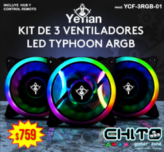 KIT 3 VENTILADORES RGB YEYIAN YCF-3RGB-01