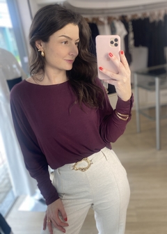 BLUSA MALHA MANGA MORCEGO VINHO - comprar online