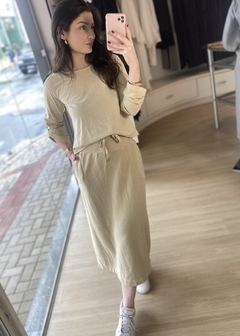 CONJUNTO BLUSA E SAIA ALGODÃO BEGE - comprar online