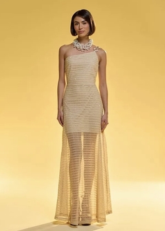 Vestido Longo Com Alças De Acrílico BEGE
