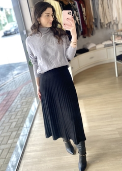 SAIA MIDI TRICOT PLISSADA PRETO - comprar online