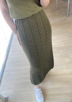 SAIA MIDI TRICOT BIAMAR VERDE MILITAR - comprar online