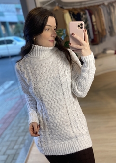 BLUSA ALONGADA GOLA ALTA OFF WHITE MESCLA - comprar online