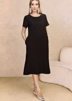 VESTIDO MIDI RETO PRETO - comprar online