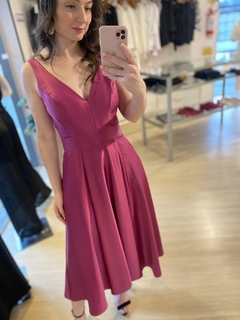 VESTIDO MIDI EVASE ROSA - Banana Blu