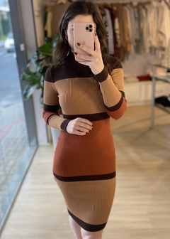 VESTIDO CANELADO LISTRADO - comprar online