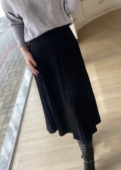 SAIA MIDI TRICOT PLISSADA PRETO na internet