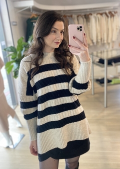 BLUSA BIAMAR ALONGADA LISTRADA BEGE - comprar online