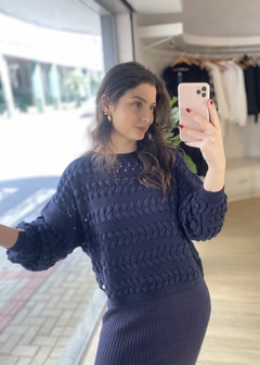 BLUSA ALGODÃO BIAMAR AZUL MARINHO - comprar online