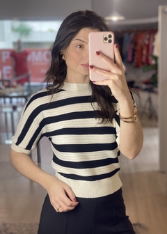 BLUSA MODAL MANGA MORCEGO LISTRADA - Banana Blu