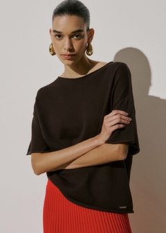 BLUSA ANSELMI MANGA CURTA MARROM - comprar online