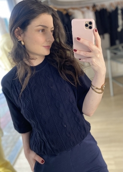 BLUSA MANGA CURTA BIAMAR AZUL MARINHO - comprar online