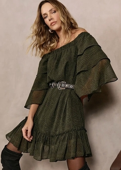 VESTIDO OMBRO A OMBRO ESTAMPADO VERDE - comprar online