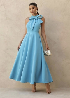 Vestido Midi Evasê LAÇO AZUL CLARO