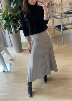 SAIA PLISSADA TRICOT CINZA - comprar online