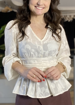 BLUSA MANGA LONGA OFF WHITE - Banana Blu