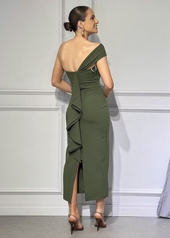 VESTIDO MIDI UM OMBRO SÓ VERDE na internet