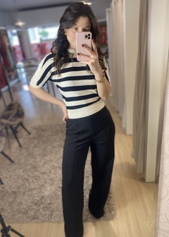 BLUSA MODAL MANGA MORCEGO LISTRADA na internet