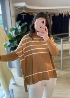 BLUSA AMPLA LISTRADA BIAMAR CARAMELO - comprar online