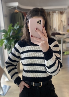 BLUSA BIAMAR CROPPED LISTRADA PRETO - comprar online