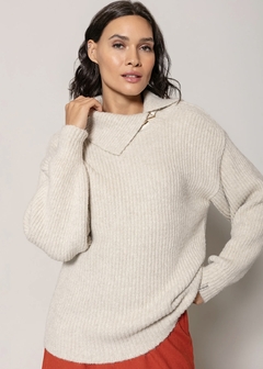 BLUSA BIAMAR ALONGADA COM GOLA BEGE - comprar online