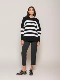 BLUSA BIAMAR ALONGADA LISTRADA PRETO na internet