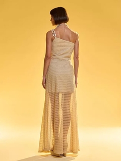 Vestido Longo Com Alças De Acrílico BEGE - Banana Blu