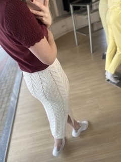 SAIA MIDI TRICOT BIAMAR OFF WHITE - loja online